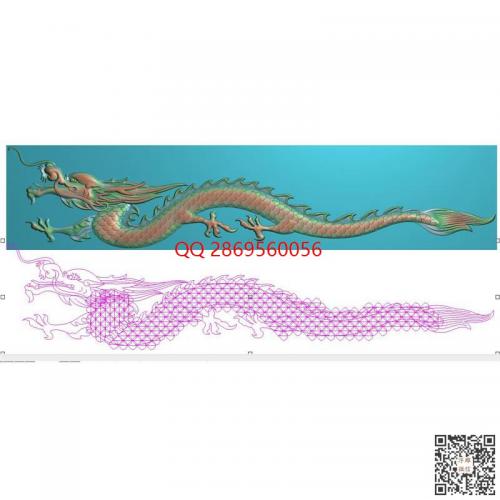 长方形单龙横板带线精雕图横板龙围板花板jdp灰度图bmp电脑雕刻浮雕图数控雕刻机图素材