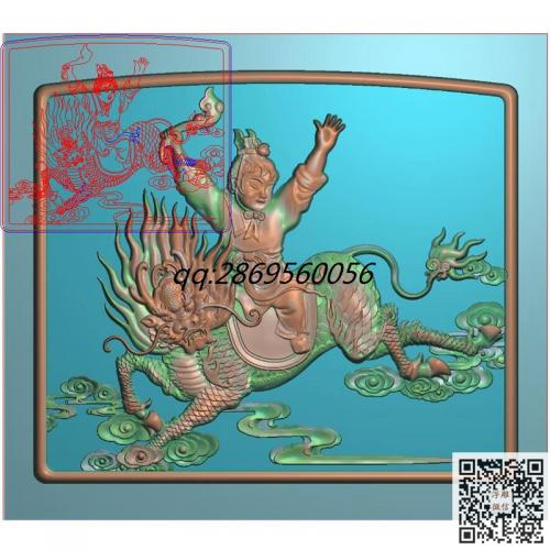 麒麟送子精雕图jdp灰度图如意童子麒麟门板背板bmp电脑雕刻浮雕图数控雕刻机图素材