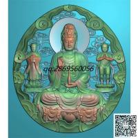 金童玉女送子观音牌子精雕图jdp灰度图童子拜观音bmp电脑雕刻浮雕图数控雕刻机图素材