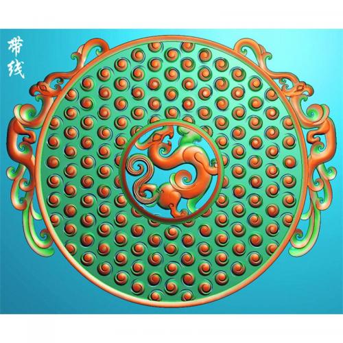 仿古龙凤乳丁挂件带线精雕图圆形龙凤牌子草龙草凤jdp灰度图bmp电脑雕刻浮雕图数控雕刻机图素材