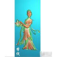 仕女古代人物美女侍女图精雕图仙女麻姑献寿带线jdp灰度图bmp电脑雕刻浮雕图数控雕刻机图素材