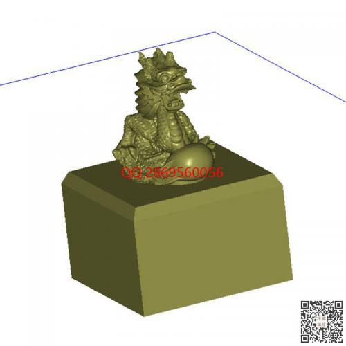 玉玺盘龙印章圆雕图stl模型3d打印三维立体模型龙头印章电脑雕刻浮雕图数控雕刻机图素材
