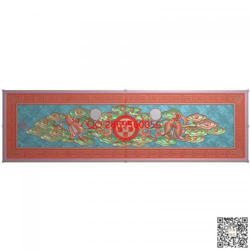 回纹边框八宝祥云抽斗精雕图jdp灰度图八宝抽屉围板bmp电脑雕刻浮雕图数控雕刻机图素材