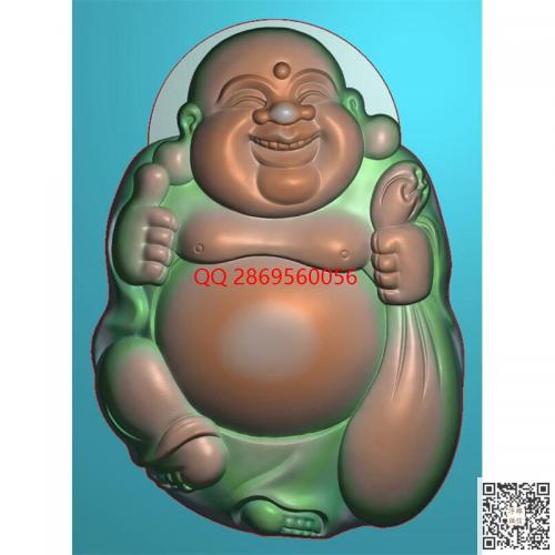 弥勒佛挂件精雕图布袋和尚挂坠布袋佛牌子jdp灰度图bmp电脑雕刻浮雕图数控雕刻机图素材
