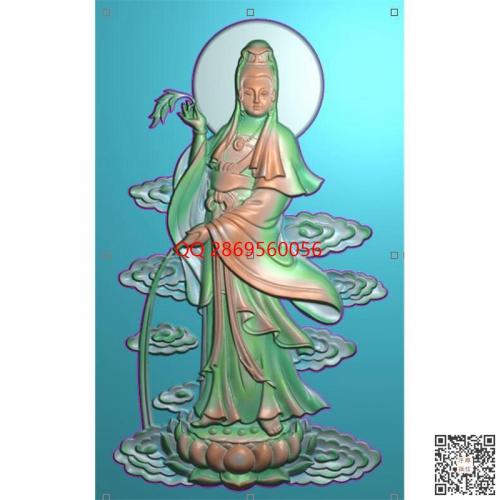 观音送水挂件精雕图jdp灰度图观音站像牌子bmp南海观音电脑雕刻浮雕图数控雕刻机图素材