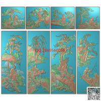 山水风景古代人物柜子门板精雕图琴棋书画顶箱柜jdp灰度图bmp电脑雕刻浮雕图数控雕刻机图素材