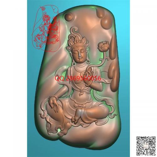 随形度母观音带线条精雕图jdp灰度图藏式度母观音挂件挂坠bmp电脑雕刻浮雕图数控雕刻机图素材