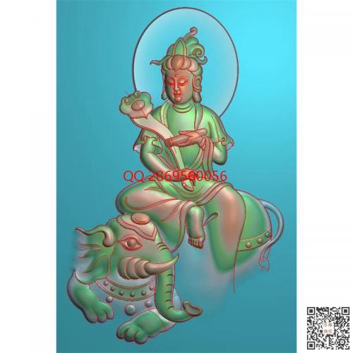 玉雕普贤菩萨挂件带线精雕图观音抱如意挂坠jdp灰度图观音骑大象牌子bmp电脑雕刻浮雕图数控雕刻机图素材