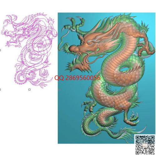 单龙竖龙盘龙精雕图jdp灰度图玉雕龙bmp电脑雕刻浮雕图数控雕刻机图素材