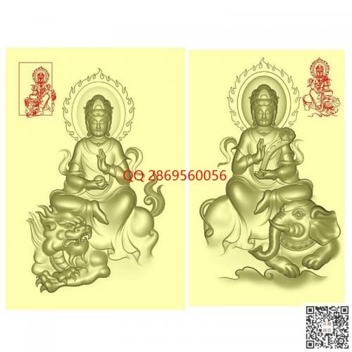 普贤大象文殊菩萨狮子观音挂件精雕图jdp灰度图玉雕图普贤骑大象文殊坐狮子bmp电脑雕刻浮雕图数控雕刻机图素材