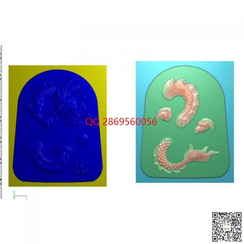 双面龙牌精雕图仿古双面龙挂件jdp灰度图bmp电脑雕刻浮雕图数控雕刻机图素材