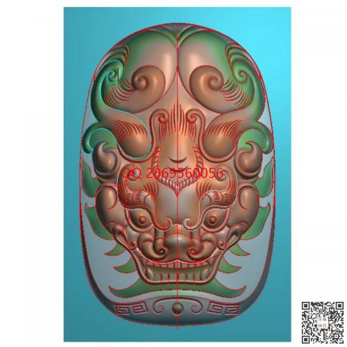 仿古兽头深雕兽牌精雕图jdp灰度图立体貔貅手把件bmp电脑雕刻浮雕图数控雕刻机图素材