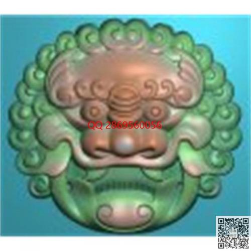 仿古兽头狮子头挂件精雕图jdp灰度图圆形狮头挂坠牌子玉佩bmp电脑雕刻浮雕图数控雕刻机图素材