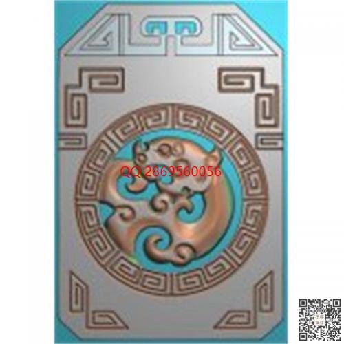 玉雕镂空仿古兽牌精雕图jdp灰度图46牌兽头挂件bmp电脑雕刻浮雕图数控雕刻机图素材