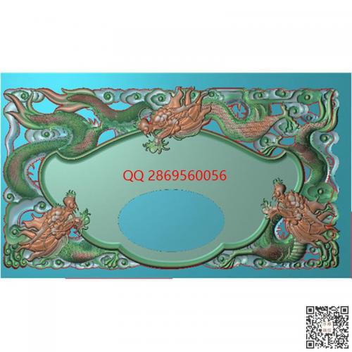 三龙极品茶盘精雕图jdp灰度图盘龙茶盘bmp电脑雕刻浮雕图数控雕刻机图素材