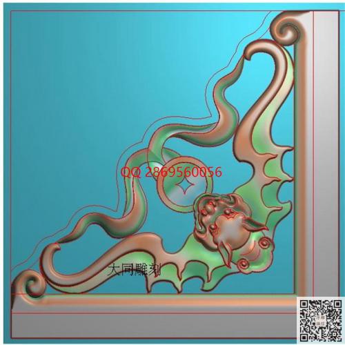 正方形镂空蝙蝠铜钱角花精雕图jdp灰度图bmp电脑雕刻浮雕图数控雕刻机图素材
