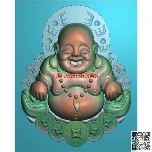 招财弥勒佛挂件精雕图钱佛元宝铜钱坐佛挂坠jdp灰度图bmp电脑雕刻浮雕图数控雕刻机图素材