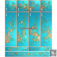喜上眉梢柜子门板梅花花鸟顶箱柜带线精雕图仿古花鸟柜子大门屏风jdp灰度图bmp电脑雕刻浮雕图数控雕刻机图素材