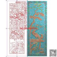 镂空花鸟屏风精雕图jdp仿古松树迎客松挂屏竖板灰度图bmp电脑雕刻浮雕图数控雕刻机图素材