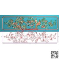 横板花鸟围板梅花鸟抽屉栏板精雕图喜上眉梢梅花jdp灰度图bmp电脑雕刻浮雕图数控雕刻机图素材
