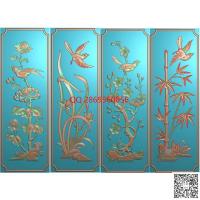 四季花鸟沙发靠背梅兰竹菊背板精雕图jdp灰度图竖板花鸟bmp电脑雕刻浮雕图数控雕刻机图素材