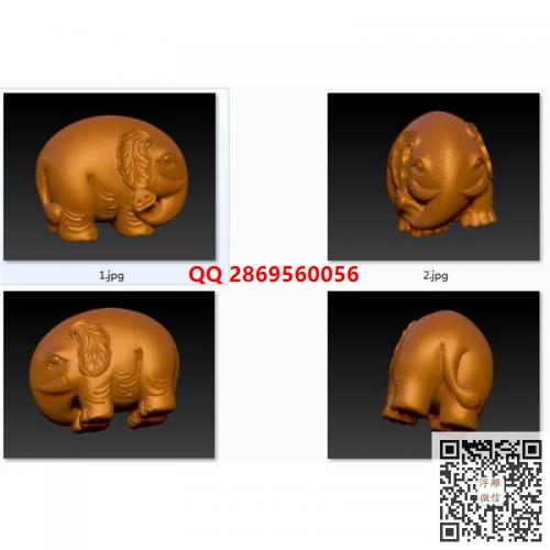 可爱大象摆件动物stl圆雕图3d打印三维立体模型动物大象电脑雕刻浮雕图数控雕刻机图素材