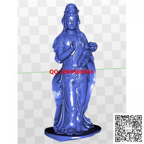 观音站像摆件stl圆雕图如意披风观音3d打印三维立体模型电脑雕刻浮雕图数控雕刻机图素材