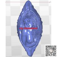 核雕女人贝壳挂件裸女美女头像挂坠stl圆雕图3d打印三维立体模型电脑雕刻浮雕图数控雕刻机图素材