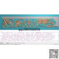 镂空葡萄牙板精雕图横板葡萄花板围板精雕图jdp灰度图bmp电脑雕刻浮雕图数控雕刻机图素材