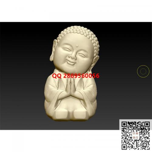 Q版小佛像摆件stl圆雕图3d模型三维立体模小和尚小佛摆件圆雕图