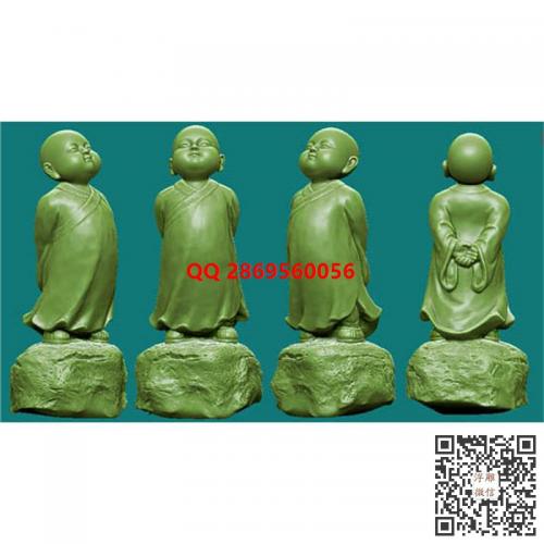 傲气小和尚宁静致远stl小佛摆件圆雕图3d打印三维立体模型