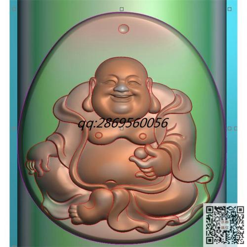 笑佛带弧度佛像精雕图jdp灰度图弥勒佛挂件bmp电脑雕刻浮雕图数控雕刻机图素材