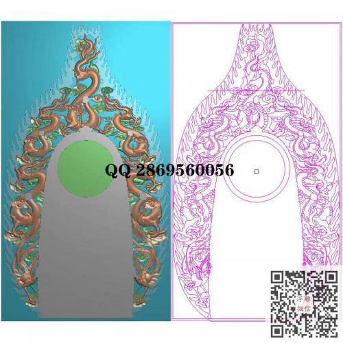 龙凤祥云佛像背光精雕图jdp灰度图bmp电脑雕刻浮雕图数控雕刻机图素材