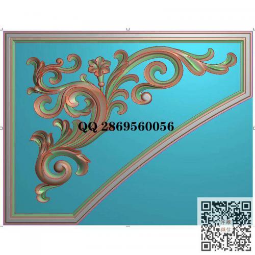 洋花角花贴花古建雀替精雕图jdp灰度图bmp电脑雕刻浮雕图数控雕刻机图素材