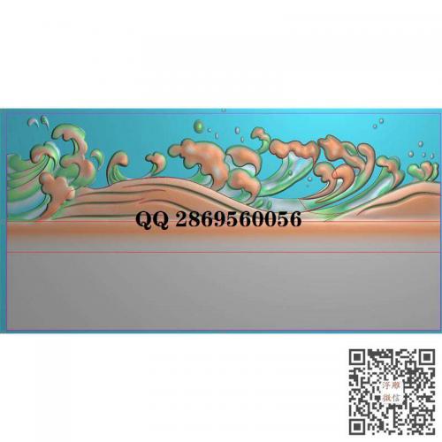 波浪海浪水纹浪花波纹横版围板精雕图jdp灰度图bmp电脑雕刻浮雕图数控雕刻机图素材