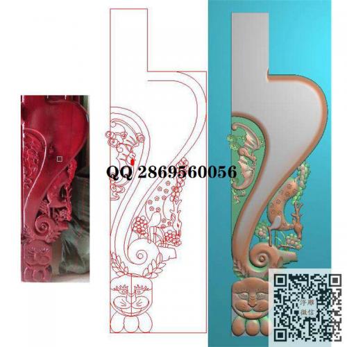 梅花鹿蝙蝠兽头供桌腿桌椅腿精雕图jdp灰度图bmp电脑雕刻浮雕图数控雕刻机图素材