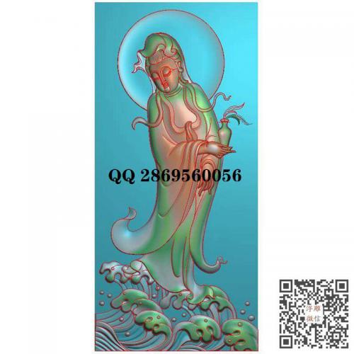 玉雕观音柳叶玉牌精雕图jdp灰度图bmp电脑雕刻浮雕图数控雕刻机图素材