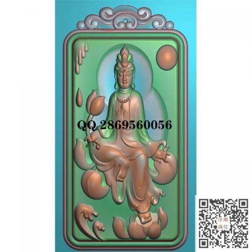 莲花玉牌观音玉雕精雕图jdp灰度图bmp电脑雕刻浮雕图数控雕刻机图素材