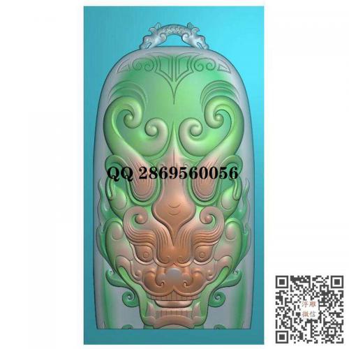 仿古貔貅兽牌兽头挂件精雕图jdp灰度图bmp电脑雕刻浮雕图数控雕刻机图素材