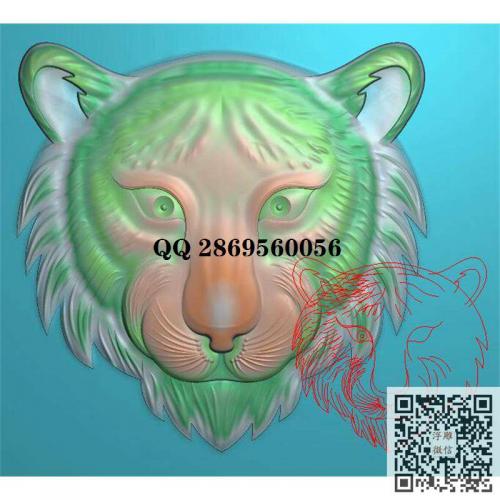 正面正脸老虎头 生肖虎精雕图jdp灰度图bmp电脑雕刻浮雕图数控雕刻机图素材