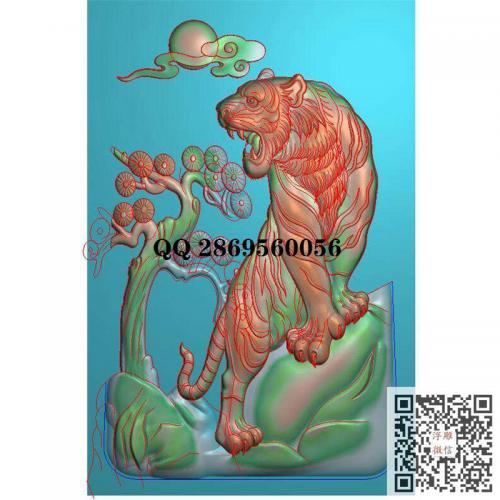 生肖老虎 山水 上山虎 猛虎玉牌 玉雕精雕图jdp灰度图bmp电脑雕刻浮雕图数控雕刻机图素材