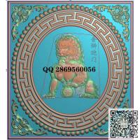 回纹珠边框狮子门板背板精雕图jdp灰度图bmp电脑雕刻浮雕图数控雕刻机图素材