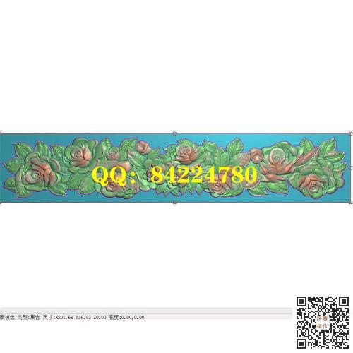 玫瑰花长条洋花玫瑰贴花石雕精雕图jdp灰度图bmp电脑雕刻浮雕图数控雕刻机图素材