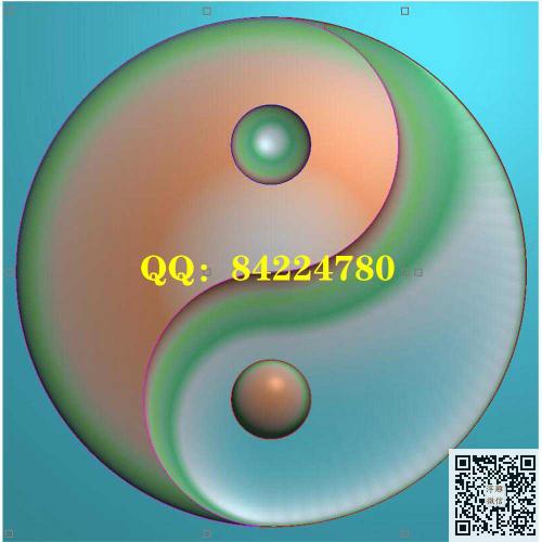 圆形太极八卦挂件带线精雕图jdp灰度图bmp电脑雕刻浮雕图数控雕刻机图素材