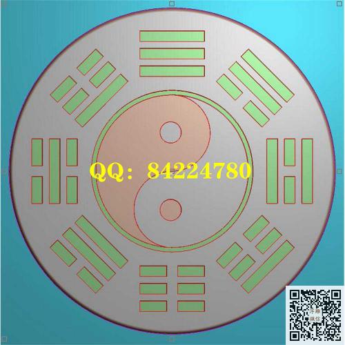 八卦图玉雕圆形太极八卦挂件带线精雕图jdp灰度图bmp电脑雕刻浮雕图数控雕刻机图素材