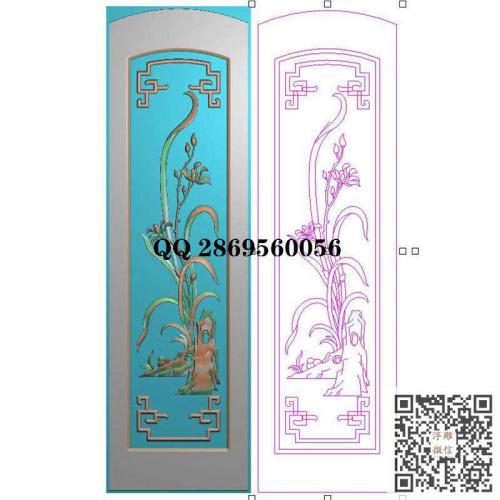兰花门板围板背板精雕图jdp灰度图bmp电脑雕刻浮雕图数控雕刻机图素材