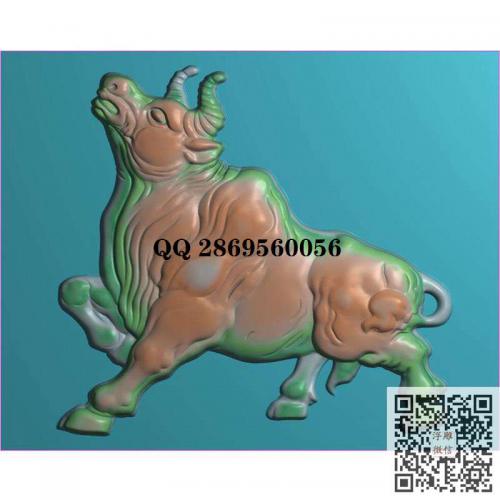 牛气冲天 生肖牛门板背板精雕图jdp灰度图bmp电脑雕刻浮雕图数控雕刻机图素材