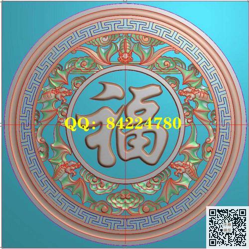 圆形回纹边框蝙蝠福字挂屏挂匾精雕图jdp灰度图bmp电脑雕刻浮雕图数控雕刻机图素材