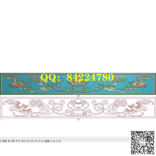 长方形蝙蝠铜钱如意祥云线条洋花围板挡板横板精雕图jdp灰度图浮雕图数控雕刻机图素材