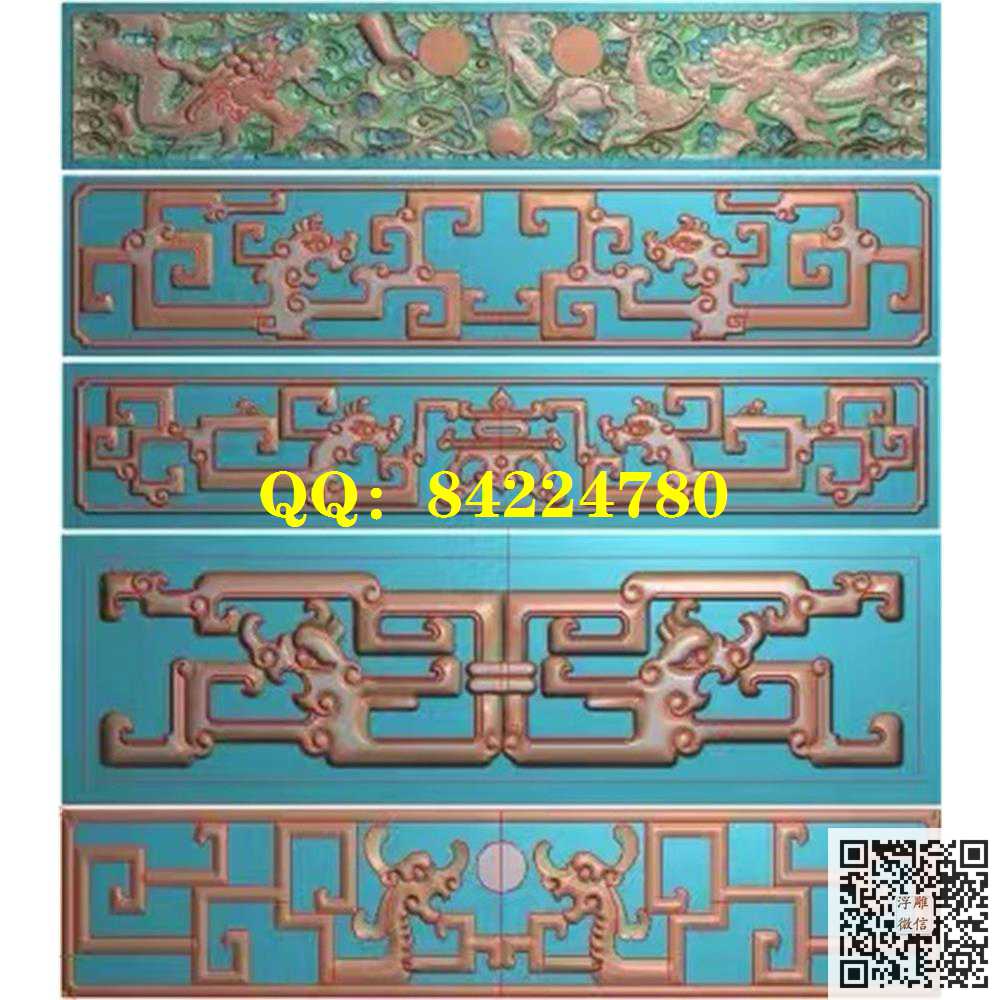 04草龙抽屉板精雕图灰度图